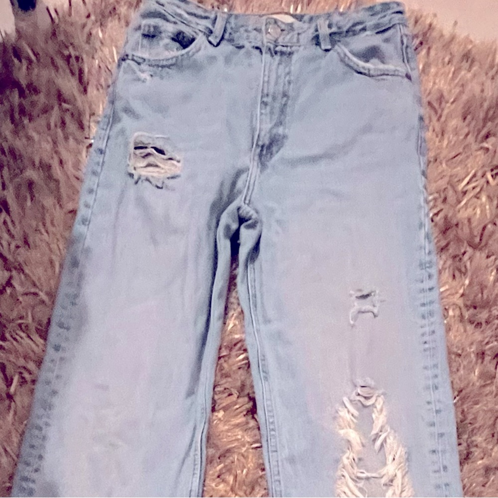 Zara Ripped Wide Leg Jeans size 6